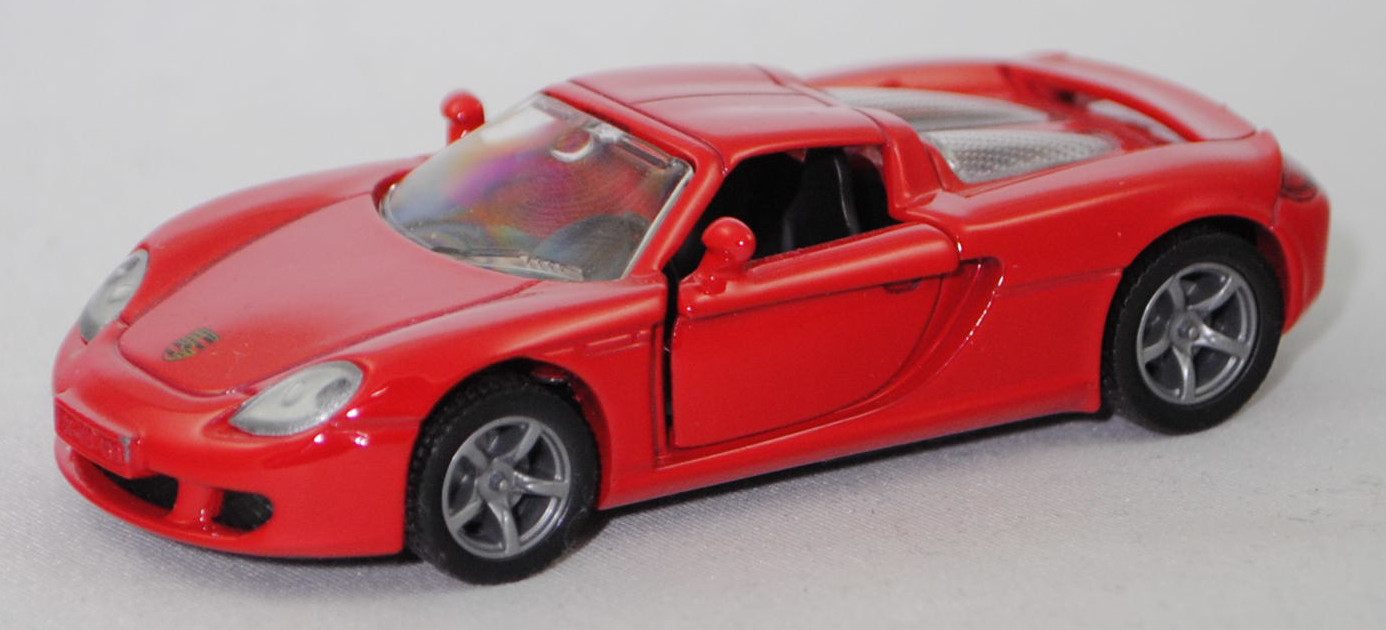 00000 Porsche Carrera GT (interne Baureihenbezeichnung 980, Modell 2003-2006), dunkel-verkehrsrot, Bpr. 1001, B22a / B22b offen silbergrau, SIKU SUPER, 1:55, m-