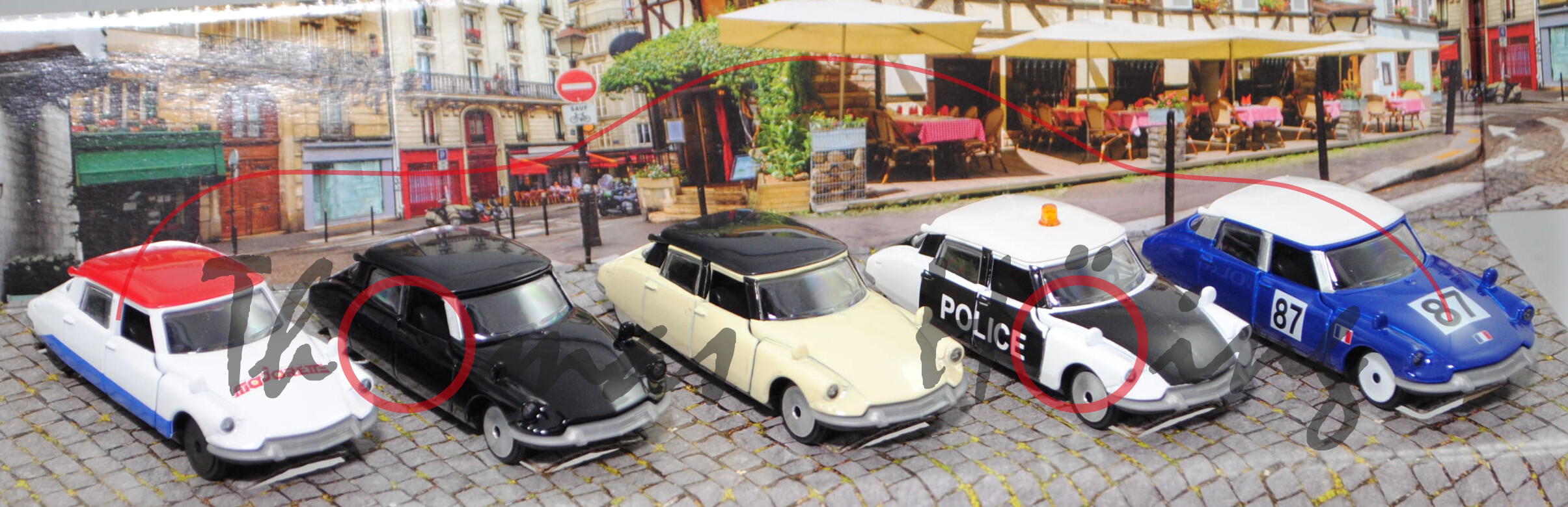 Citroen DS 19 (1. Generation D-Modelle, Modell 1959-1962) Giftpack (5 Modelle), majorette, 1:59, mb