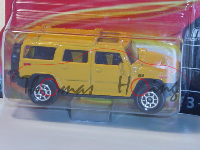 Hummer H2 TM GM (Nr. 231B), chromgelb, majorette, 1:61, Blister