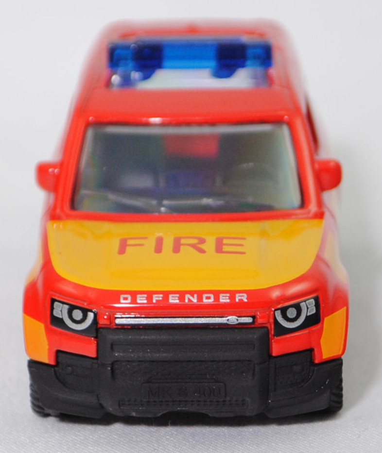 00000 Land Rover Defender 90 S P400 AWD (Typ L663, Vorfacelift, Modell 2020-2025) Feuerwehr, verkehrsrot, FIRE, B47 silbergrau, SIKU SUPER, 1:59, P29f