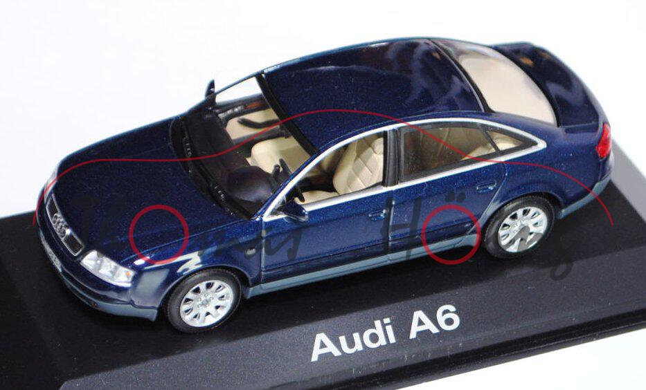 Audi A6 (C5, Typ 4B), Modell 1997-2004, blaumetallic, Minichamps, 1:43, Werbeschachtel