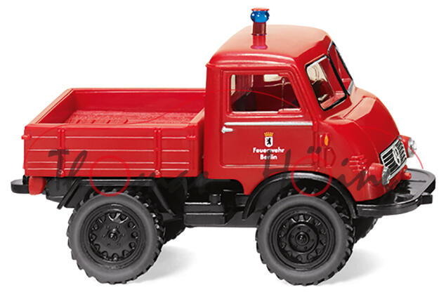 Feuerwehr - Mercedes-Benz Unimog 401 (Modell 1953-1956), rot, Feuerwehr / Berlin, Wiking, 1:87, mb