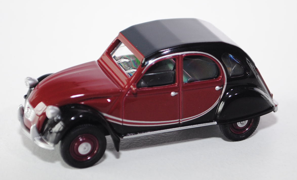 Citroen 2 CV Charleston, Modell 1980-1990, weinrot/schwarz, 1:54, Norev RETRO, mb