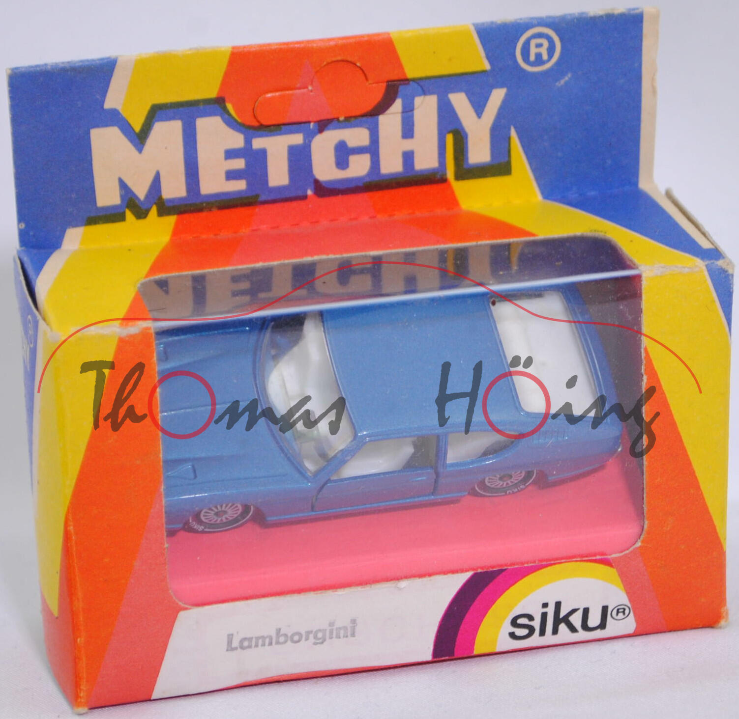 06407 HU Lamborghini Espada 400 GT (Tipo 108, Serie 1 oder S1, Modell 1968-1970), verkehrsblaumetallic, Chassis chrom, Hungary, SIKU Ungarn / Metchy, 1:59, mb Ungarn 1 (Limited Edition)