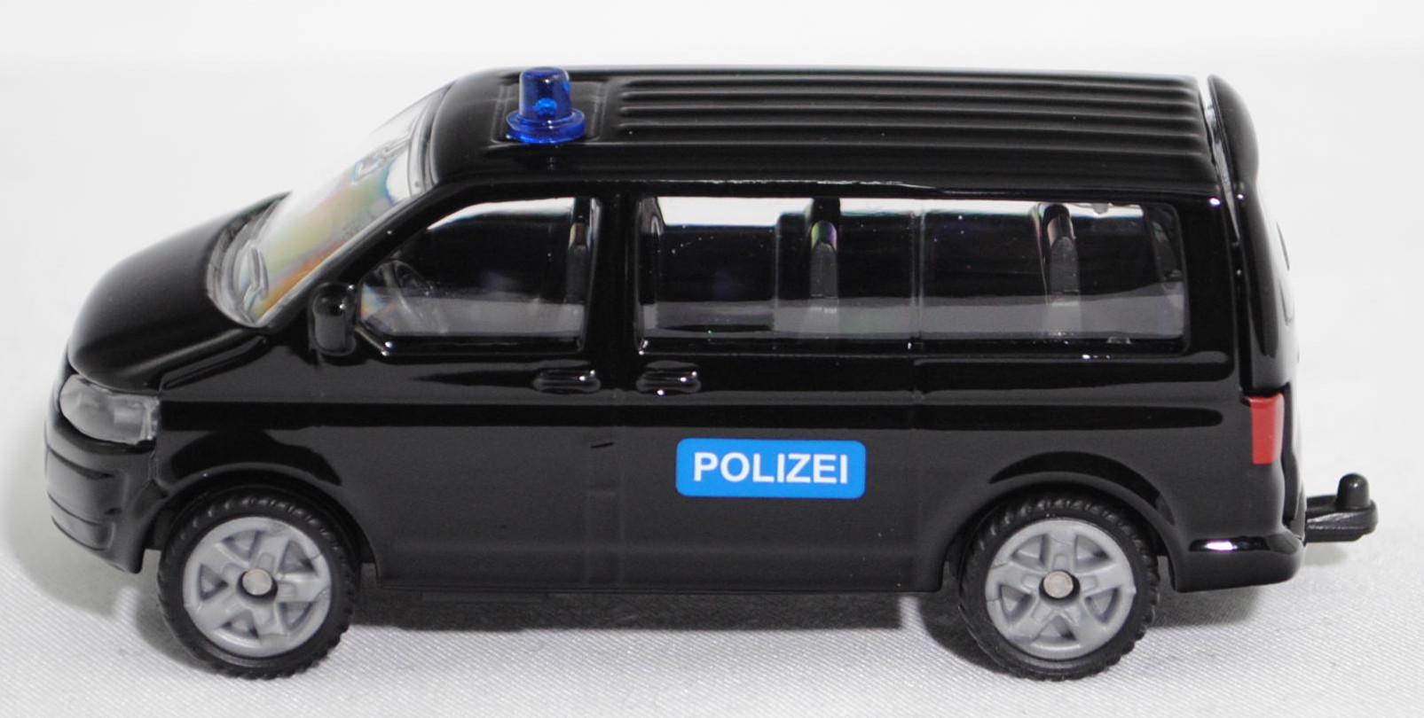 00000 VW T5 GP Multivan Highline 2.0 TDI (Typ 2 Transporter 5, Typ 7E, GP 2009, Modell 2009-2015) Sondereinsatzkommando, schwarz, POLIZEI, SIKU SUPER, 1:61, P29f