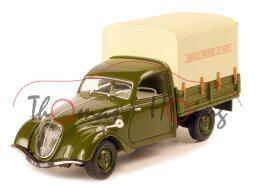 Peugeot 202 UH Pickup mit Plane (Camionnette), Modell 1945-1949, olivgrün/grünbeige, GRANDS MOULINS