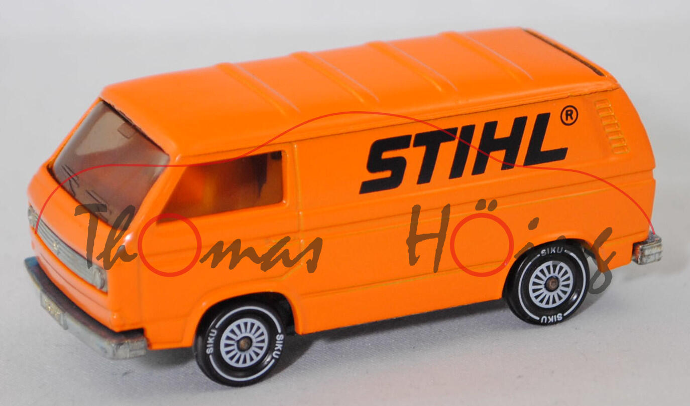 VW Transporter Kastenwagen (Typ 2 Transporter 3 (T3, Modell '80), Modell 1979-1982), pastellorange, R11 glatt, SIKU SUPER, 1:60, Werbeschachtel (Limited Edition)