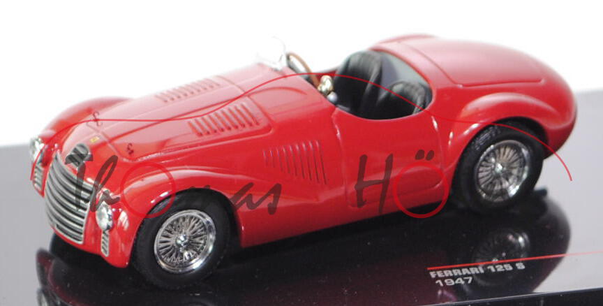 Ferrari 125 S, Modell 1947, rubinrot, IXO MODELS®, 1:43, PC-Box (Deckel gesprungen)