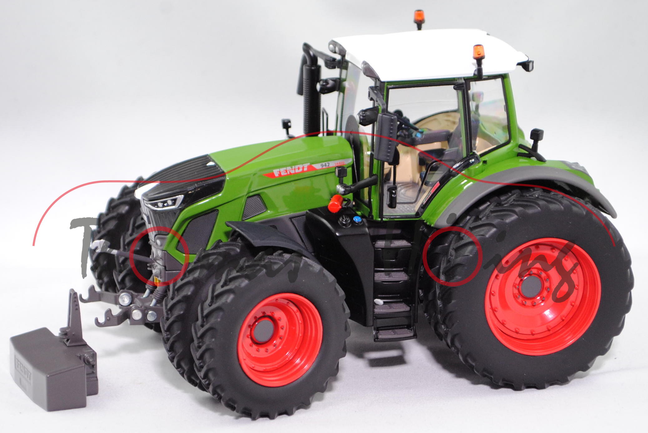 Fendt 942 Vario (6. Gen., Typ MY 2020, Mod. 19-) mit Doppel-Pflegebereifung, grün, Wiking, 1:32, mb