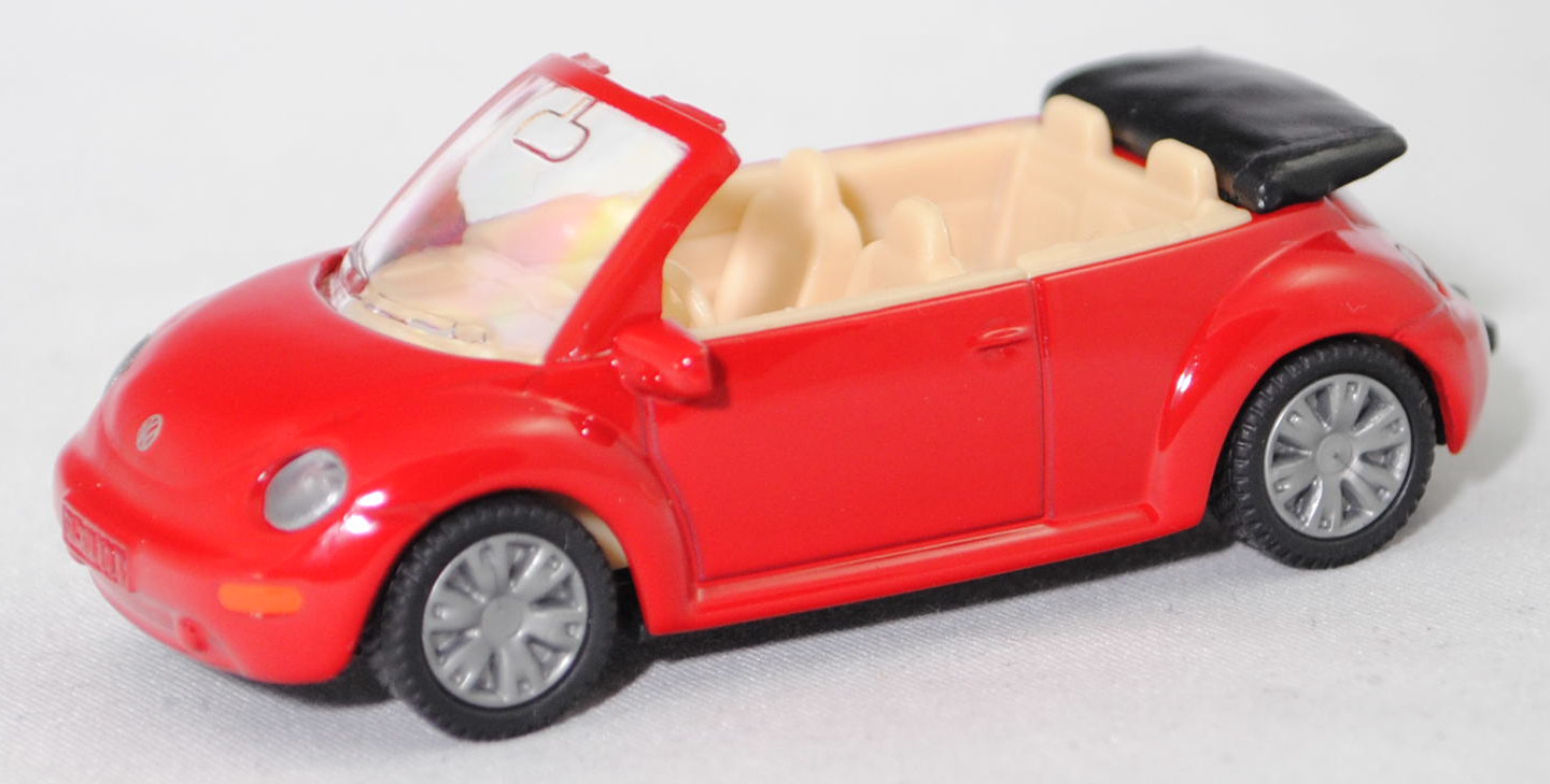 00001 VW New Beetle Cabriolet 2.0 (1. Generation, interne Baureihenbezeichnung 1Y, Vorfacelift, Modell 2003-2005), dunkel-verkehrsrot, SIKU SUPER, 1:55, m