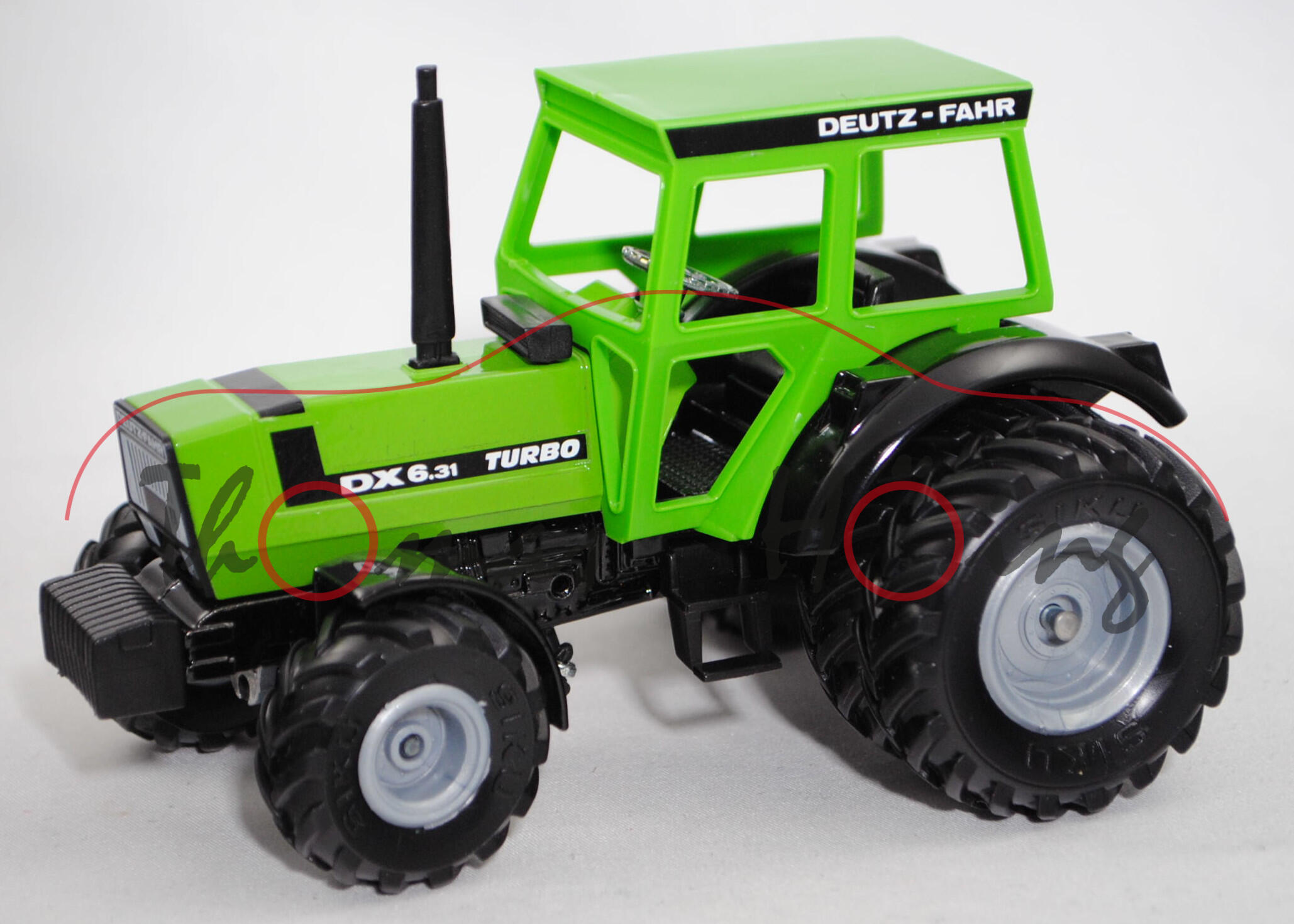 00002 DEUTZ-FAHR AgroStar DX 6.31 (Mod. 90-93) mit Zwillingsreifen hinten, gelbgrün, SIKU, 1:32, L13