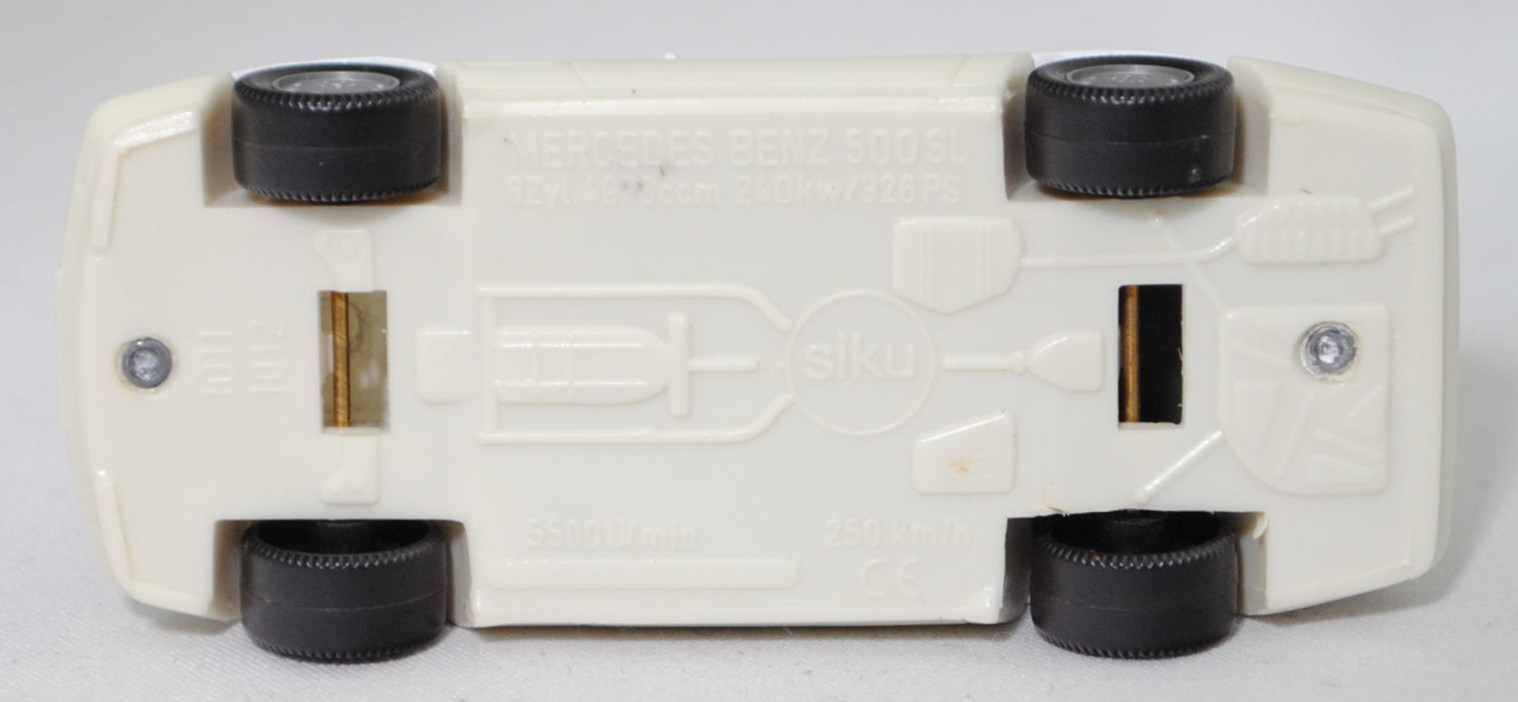 00401 Mercedes-Benz 500 SL (R 129, Modell 1989-1992), reinweiß, innen kieferngrün, FESTO auf der Motorhaube, Hong, B7, SIKU SUPER, 1:55, m (Limited Edition)