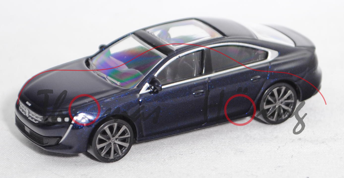 Peugeot 508 II Limousine (2. Gen., Mod,. 2018-), dark blau metallic (stahlblaumetallic), Norev, 1:64