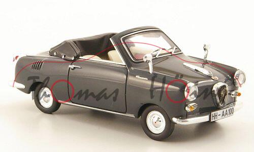 Glas Goggomobil TS 250 Cabriolet, Modell 1961-1965, dunkelgrau, Premium ClassiXXs, 1:43, PC-Box (Lim