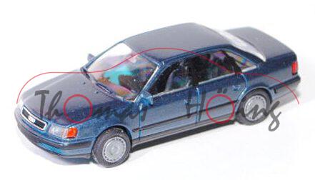 Audi 100 quattro (C4), Modell 1990-1994, grünblaumetallic, mit Radblenden, Rietze, 1:87, mb