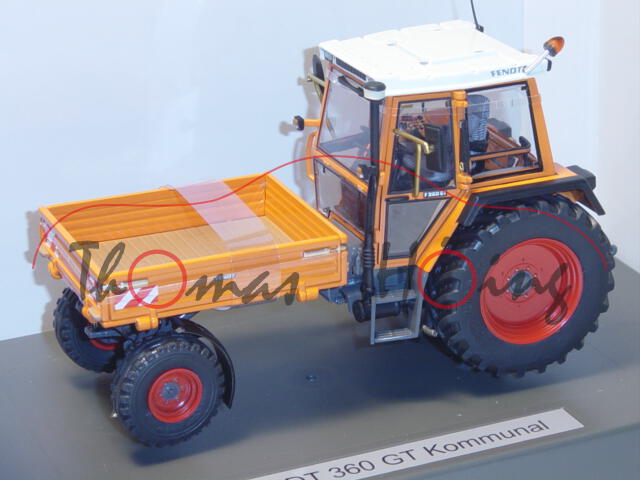 Fendt Geräteträger 360 GT Kommunal (1984-1996), hellorange/grau, mit beiliegender Ackerschiene, Türe