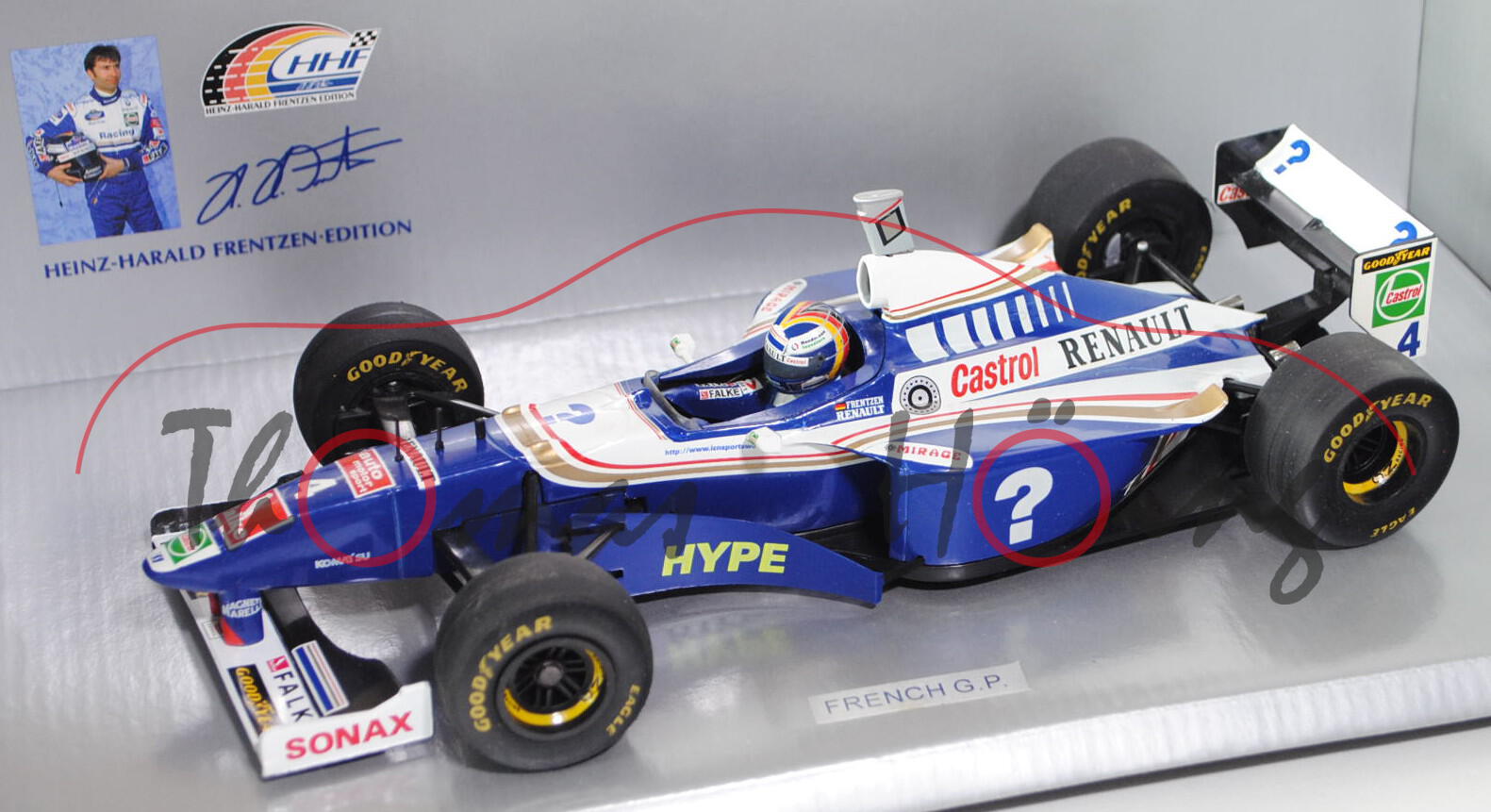 Williams FW19, reinweiß/ultramarinblau, Team Rothmans Williams Renault (1. Platz), Fahrer: Heinz-Har