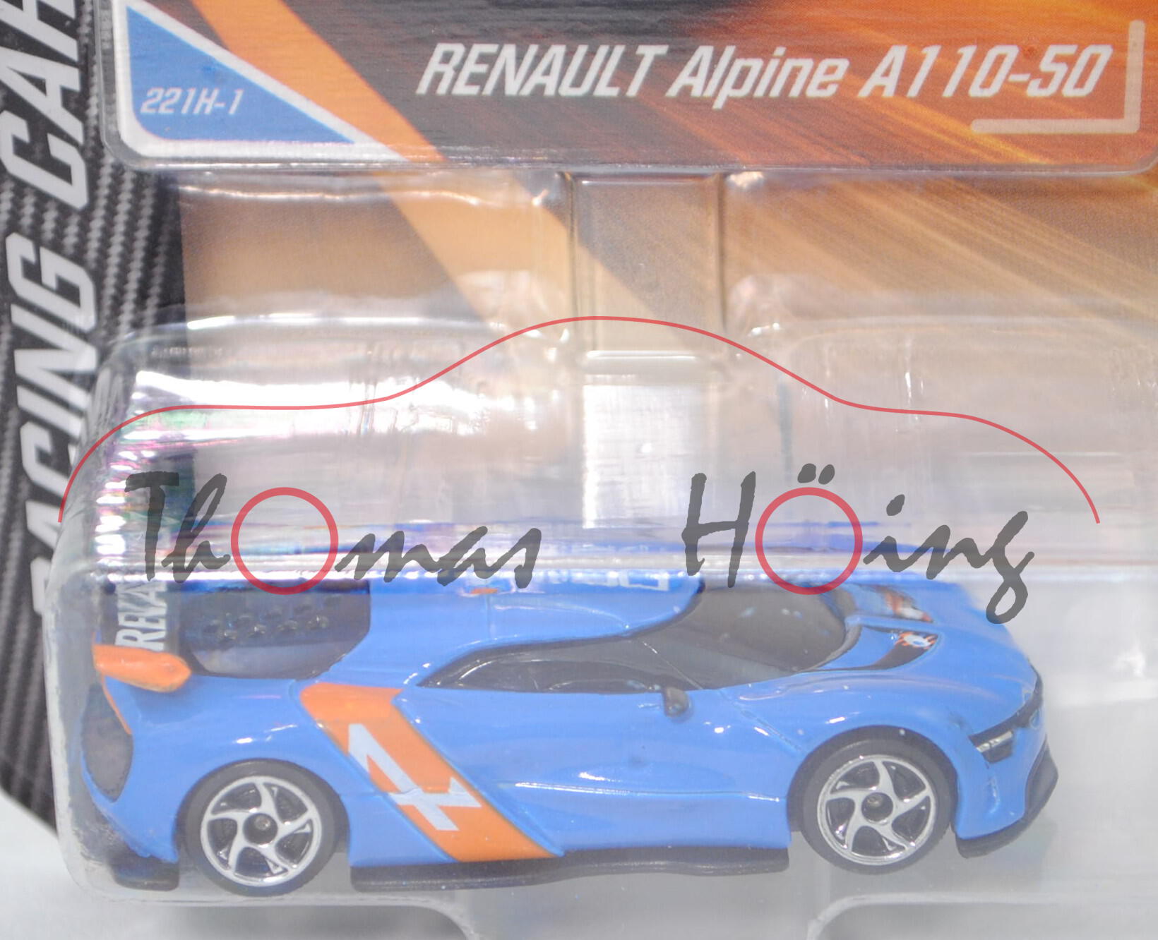 Renault Alpine A110-50 Conceptcar (Nr. 221H), hell-signalblau/orange, Nr. 221H-1, majorette, 1:63