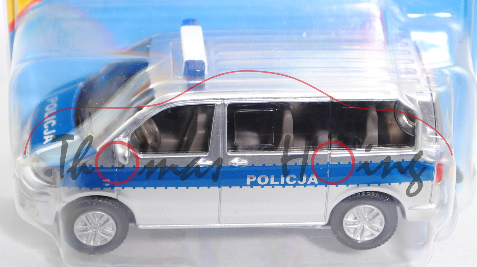 06001 PL VW T5 Multivan (Modell 2003-2009) Polizei-Mannschaftswagen, weißaluminiummetallic/verkehrsb