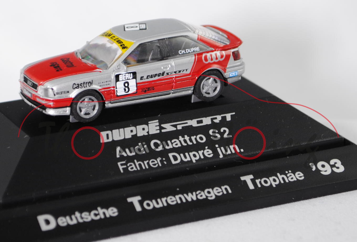 Audi Coupé S2 (B4, Typ 8C, Modell 1990-1995), silber/rot/gelb, Deutsche Tourenwagen Trophäe DTT 1993