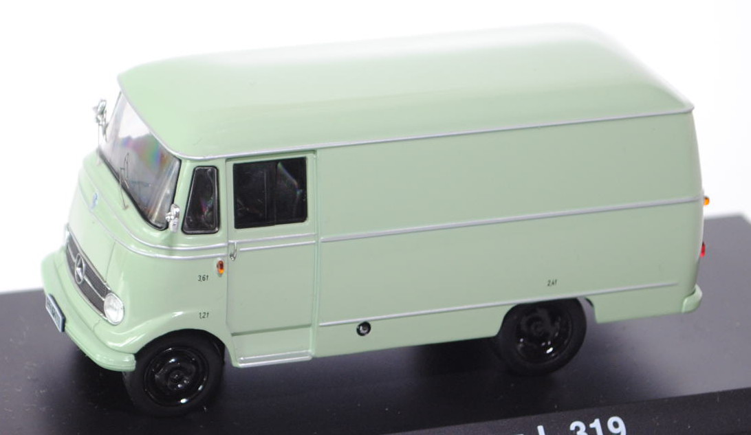 Mercedes-Benz L 319 Kastenwagen, Modell 1956-1968, blaßgrün, Schuco, 1:43, PC-Box