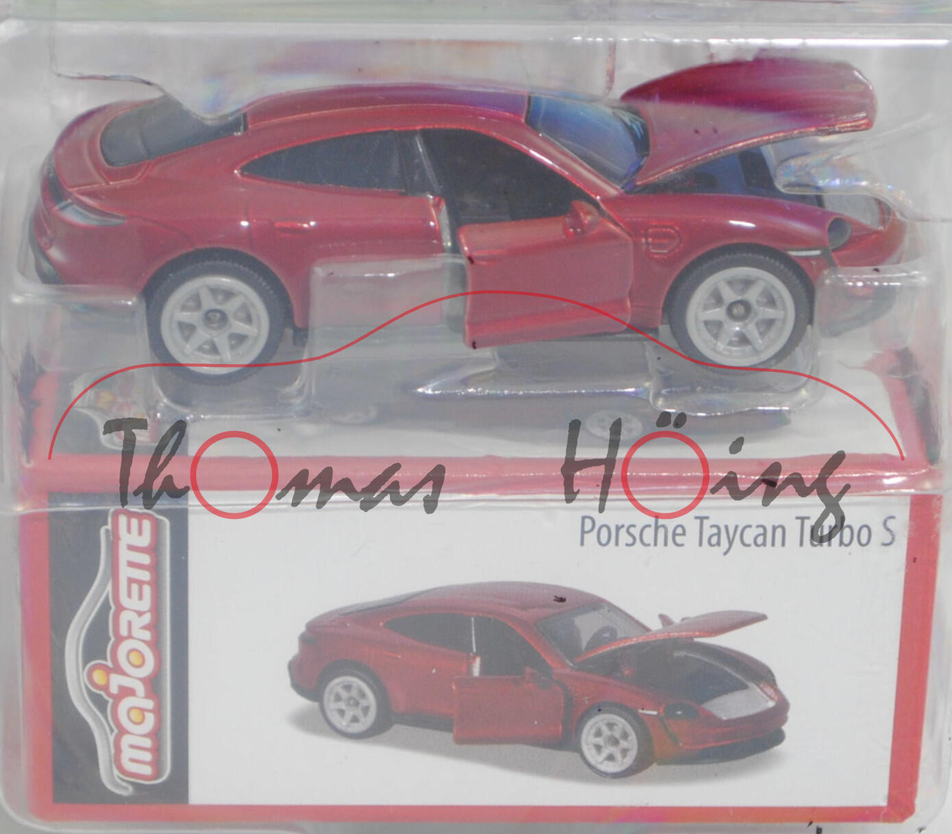 Porsche Taycan Turbo S (Typ 9J1, Modell 2019-) (Nr. 209P), cherrymetallic, majorette, 1:63, Blister