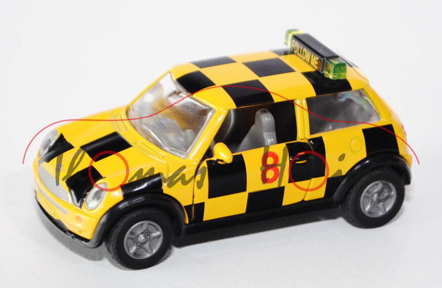 00001 Mini Cooper (Hatchback, Typ R50, 1. Generation) Flughafen PKW, Modell 2001-2006, verkehrsgelb/