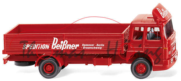 MAN (Mod. 67-72, Baujahr 1967) Wechselpritschen-LKW, rot, SPEDITION Beißner, Wiking, 1:87, mb