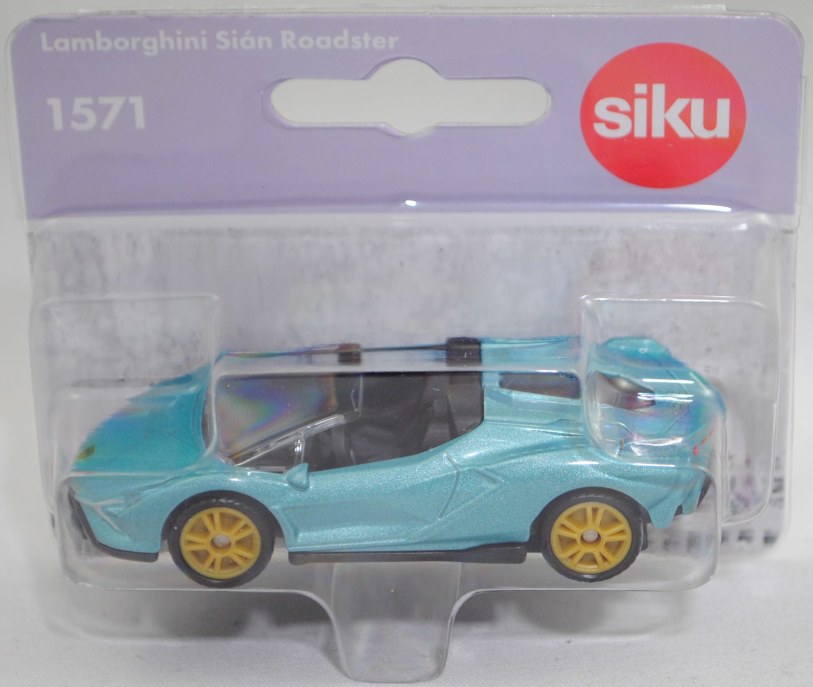 00000 Lamborghini Sián Roadster (1. Generation, Baureihe Sián Roadster, Modell 2020-), hell-wasserblaumetallic (blu uranus matt), innen schwarz, SIKU SUPER, 1:62, P29f