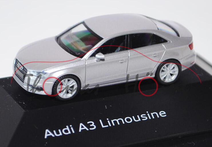 Audi A3 Limousine (Typ 8V), Modell 2013-, lotusgrau, Herpa, 1:87, Werbeschachtel