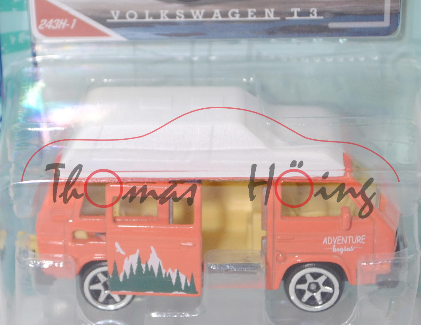 VW Transporter Camping JOKER 3 (Typ T3, Modell 85-89), lachsorange, Nr. 243H-1, majorette, 1:62, mb