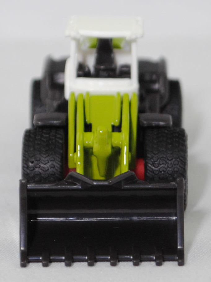 00001 CLAAS Radlader TORION 1914 mit Erdbauschaufel mit Aufreißzähnen (Modell 2017-), reinweiß/claasgrün, seitliche Motorbelüftung Teil der Karosserie, SIKU SUPER, 1:102, P29f