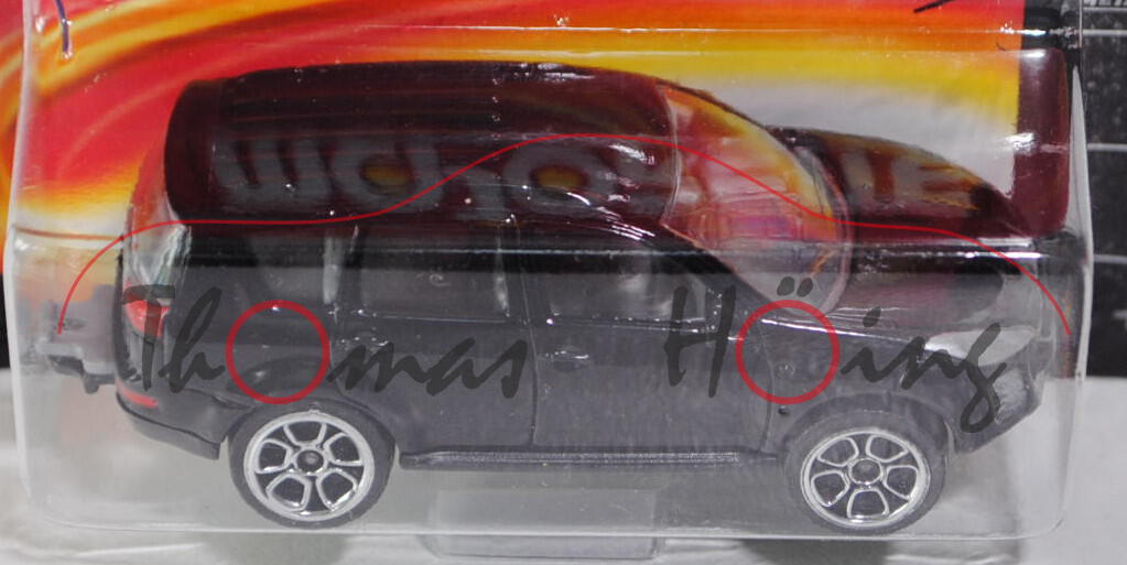 Peugeot 4007 (Nr. 205 G), Modell 2007-2012, schwarz, mit Anhängerkupplung, majorette, 1:64, Blister