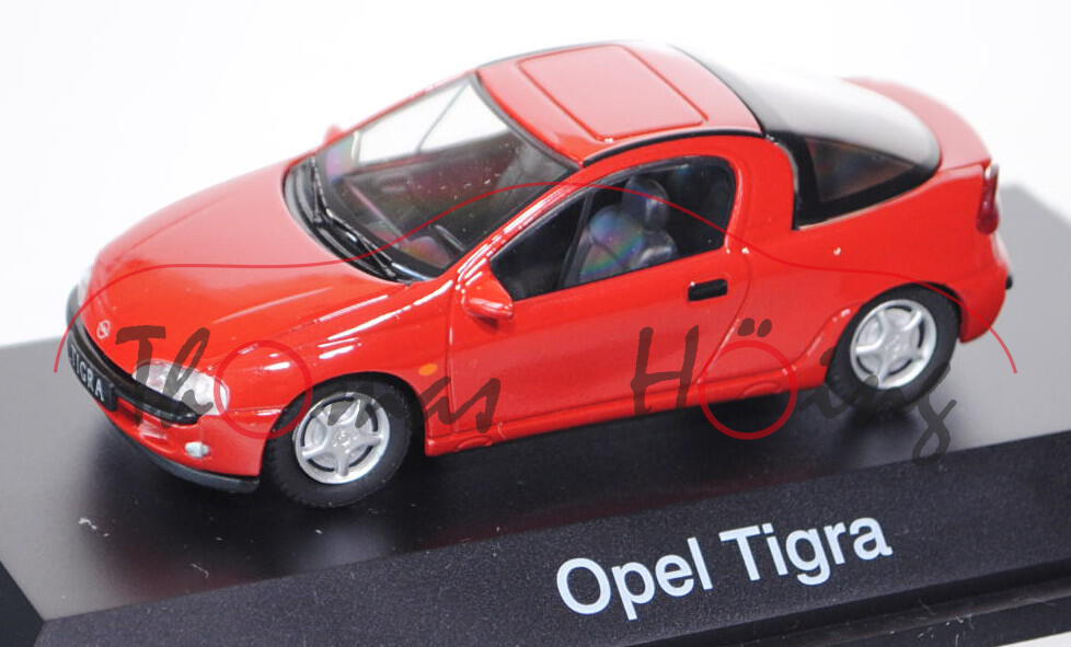 Opel Tigra (Dreitürer, Sportcoupé), Modell 1994-2000, feuerrot, Schuco, 1:43, PC-Box