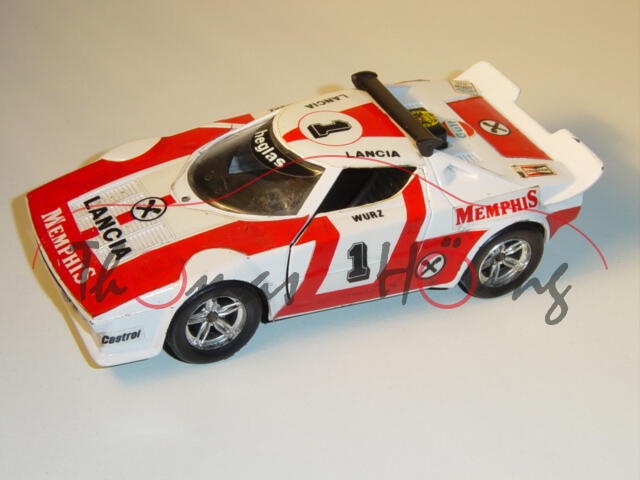 Lancia Stratos Rallye, weiß/rot, Nr. 1, Fahrer: Wurz, Türen zu öffnen, 1:25, POLISTIL, Modell mit Ge