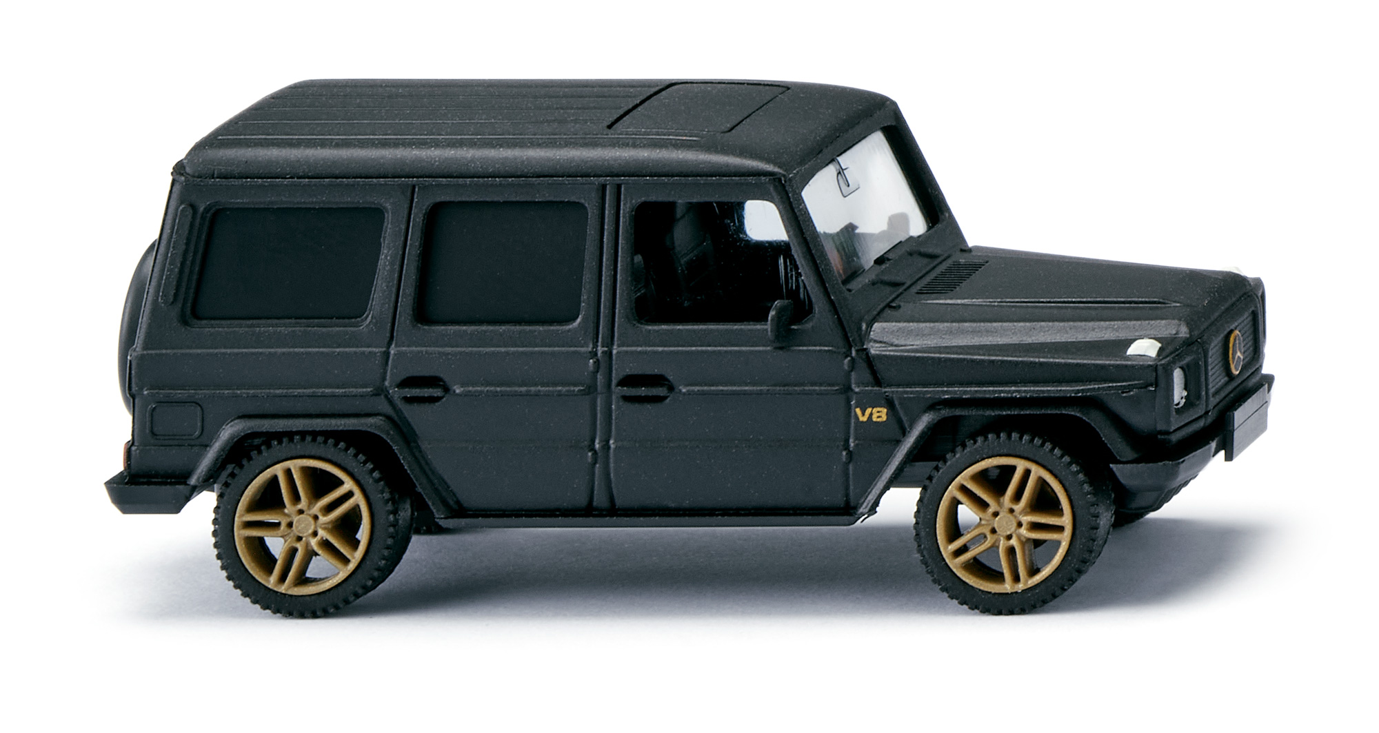 Mercedes-Benz G 500 Station-Wagon lang (2. Generation G-Klasse, W 463, Baumuster 463.241 bzw. 463.248, Modell 1998-2007), schwarz mit Mattlack-Finishing, Wiking, 1:87, mb