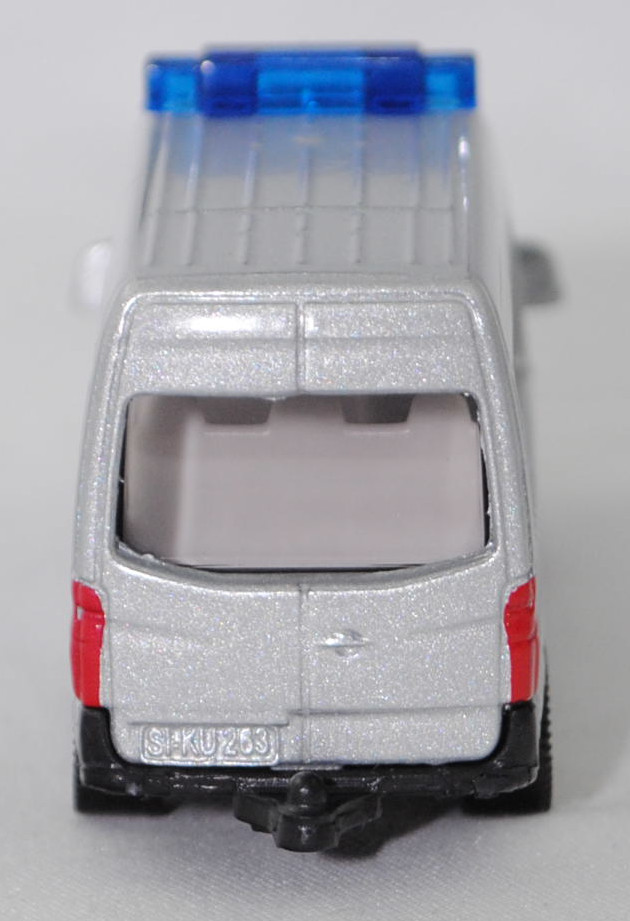 00010 Mercedes-Benz Sprinter II (2. Generation, W 906, Vor-MoPf, Modell 2006-2009) Kleinbus Polizeibus, silbergraumetallic, POLIZEI, C80, SIKU SUPER, 1:77, P29f