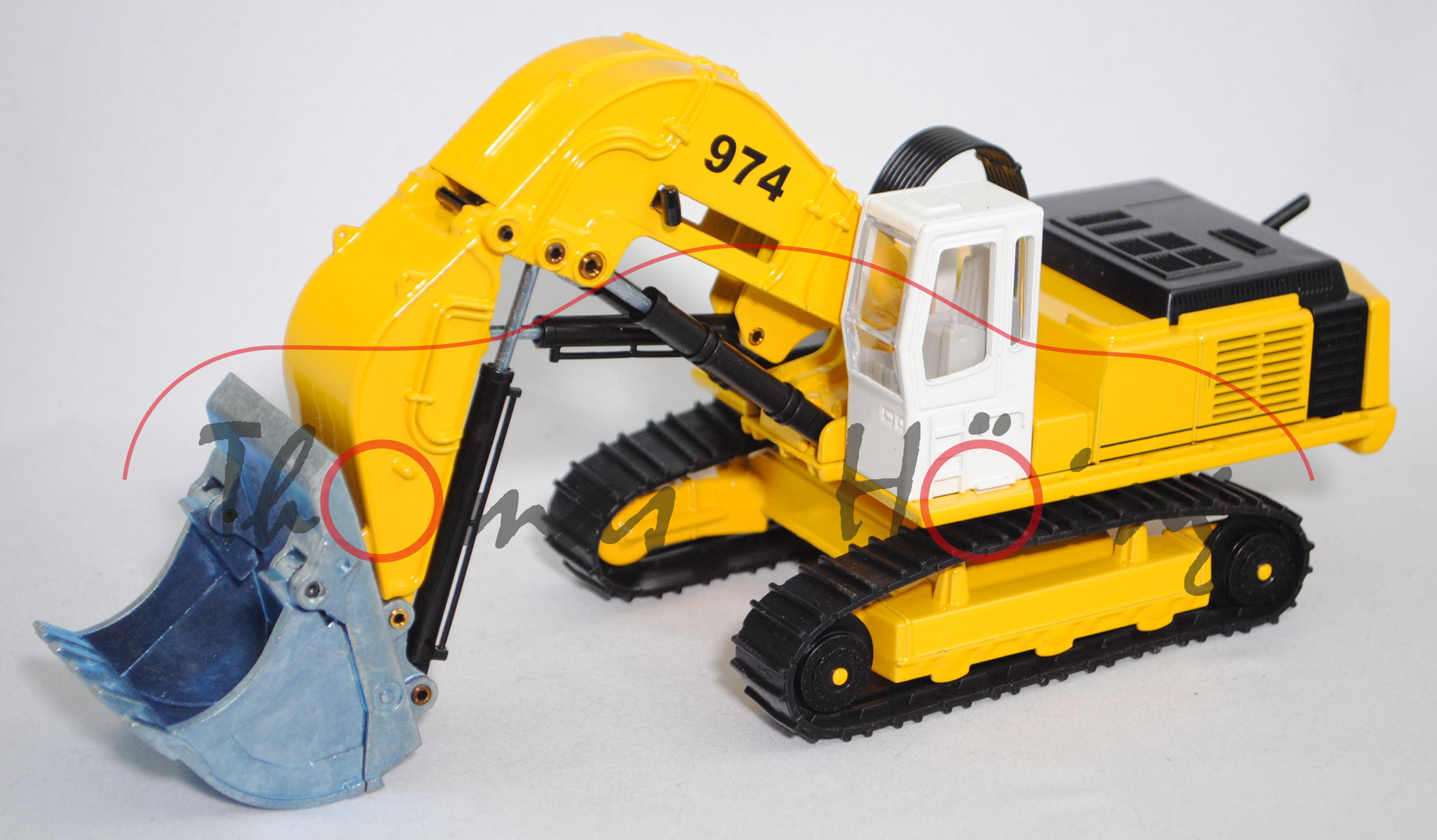99900 EU LIEBHERR Raupenbagger R 974 B mit Klappschaufel, weiß/gelb, 974, Raupen schwarz, ca. 1:55