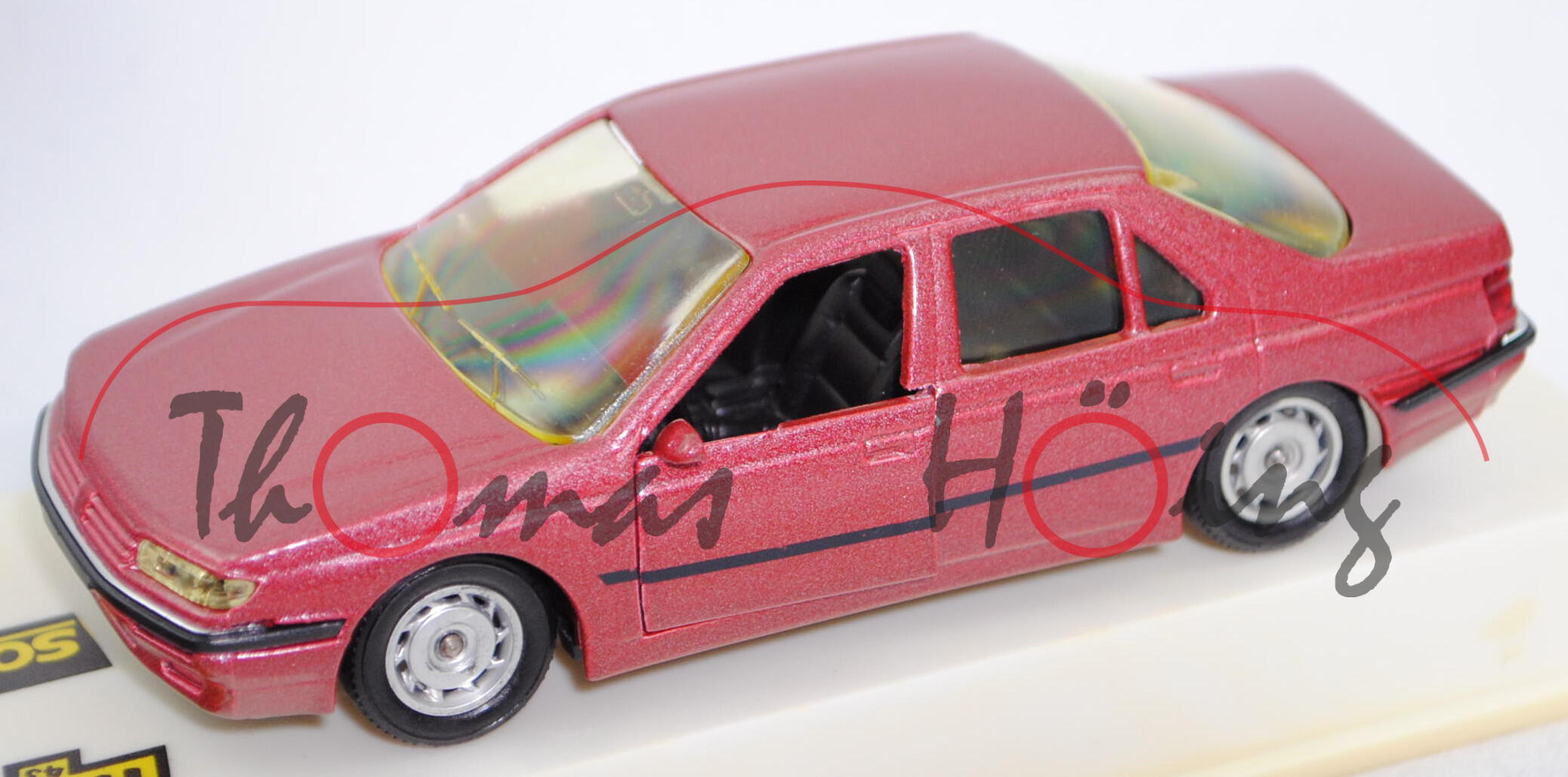 Peugeot 605 SV 24 (Typ 6B, Modell 1989-1995), dunkel-rotviolettmetallic, Solido HI-FI, 1:43, PC-Box