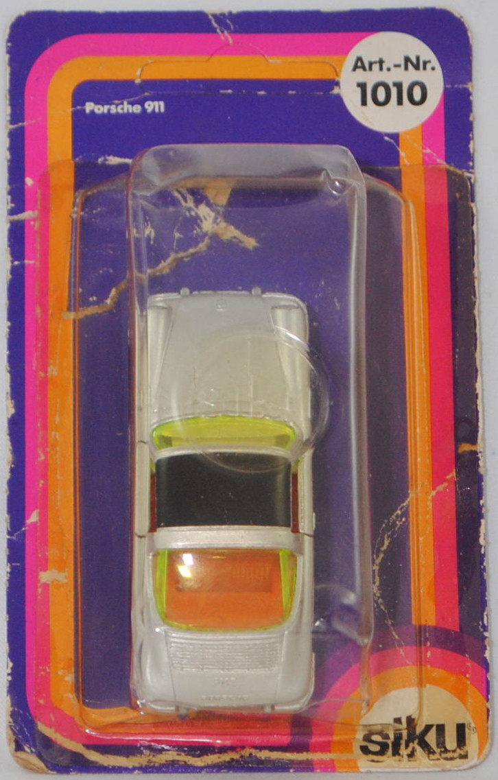 00004 Porsche 911 E Targa (F-Modell bzw. Urmodell, B-Serie, Modell 1968-1969), silber, Lenkrad weiß, Dach schwarz, Bpr. V234 und 1010, W-Germ, Verglasung gelbgrün, R11 gerillt, SIKU, 1:60, P17 (Farbe)