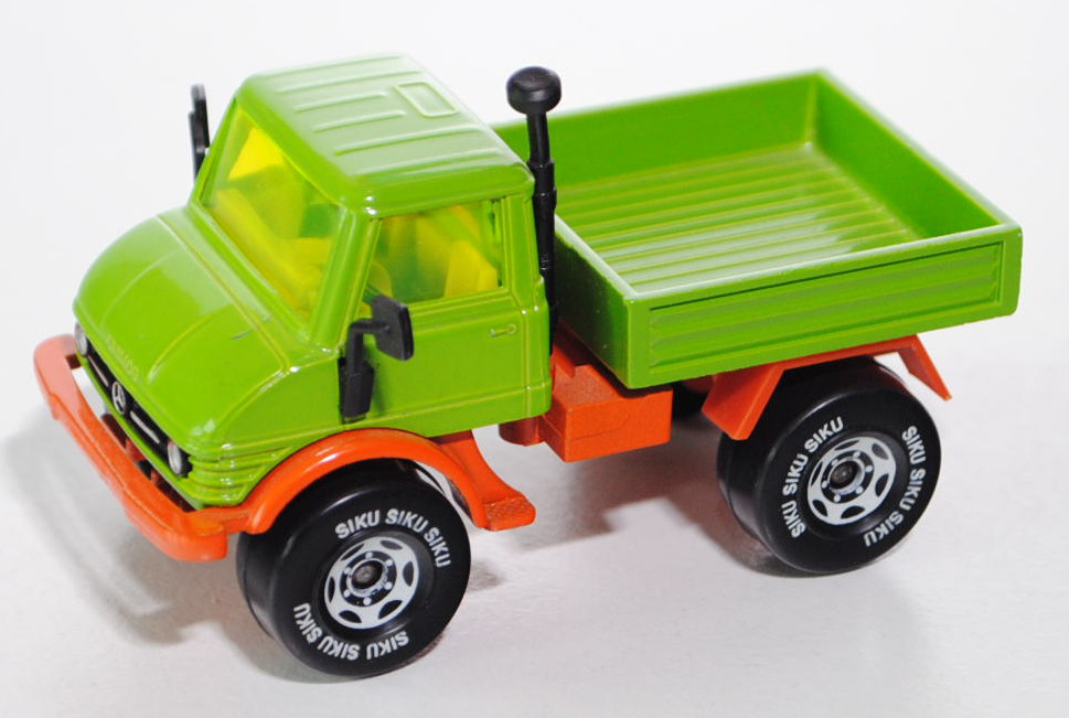 Unimog U 406, Modell 1963-1989, gelbgrün/rotorange, ohne Gelblichter, Lenkrad schwarz, LKW7, P14h oh