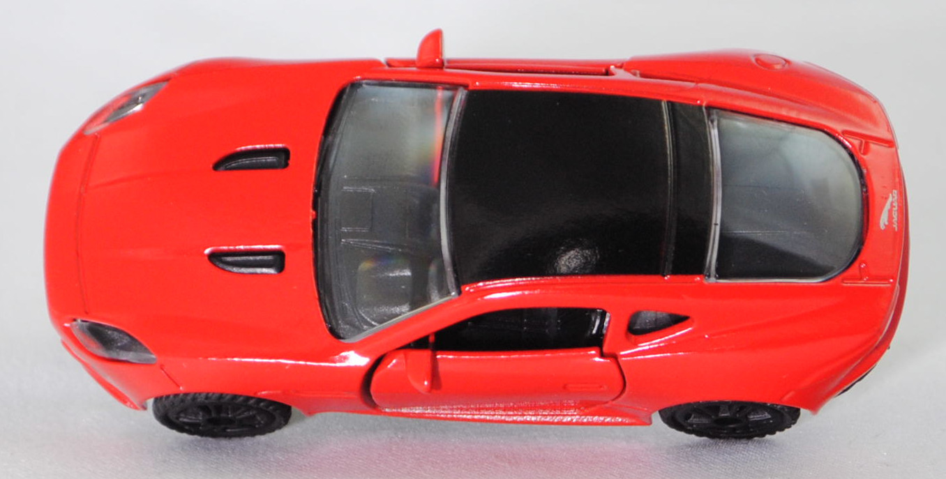 00000 Jaguar F-Type Coupé R 5.0 V8 AWD (X152, Vorfacelift, Modell 2014-2017), hell-verkehrsrot, Dach schwarz, B49 schwarz, SIKU SUPER, 1:59, P29f
