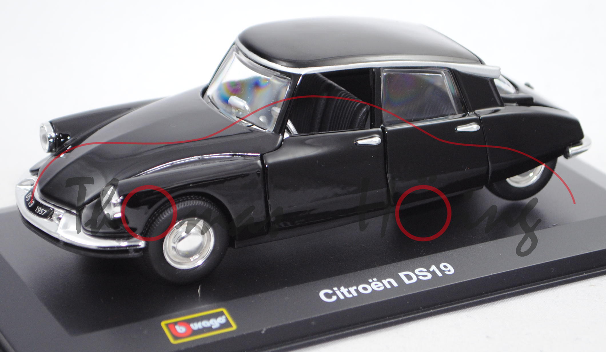 Citroen DS 19 (Mod. 55-68, Bj. 1955), schwarz, Türen zu öffnen, Bburago Street Classics, 1:32, mb