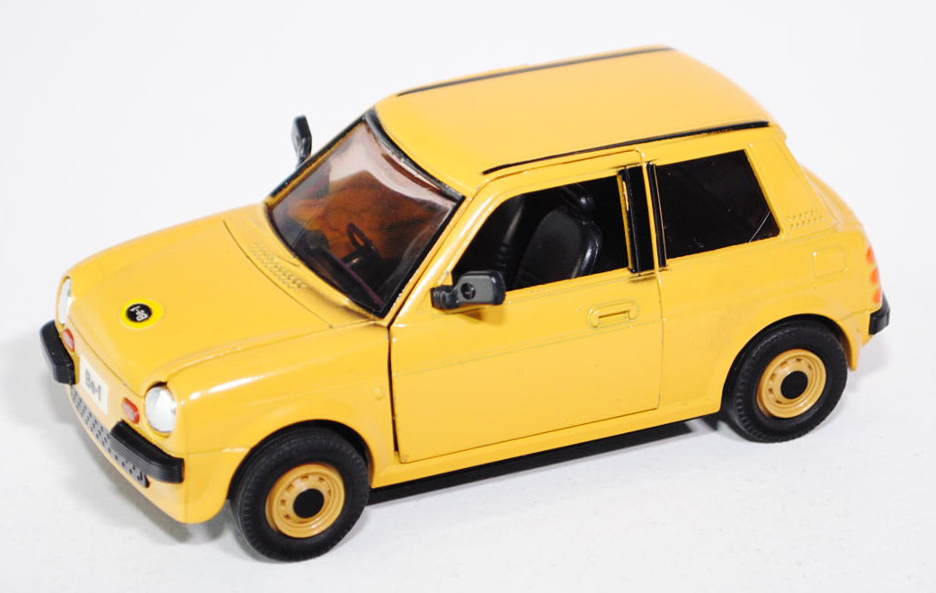 Nissan Be-1, Modell 1987-1989, goldgelb, Türen und Motorhaube zu öffnen, BANDAI / SHINSEI, 1:35