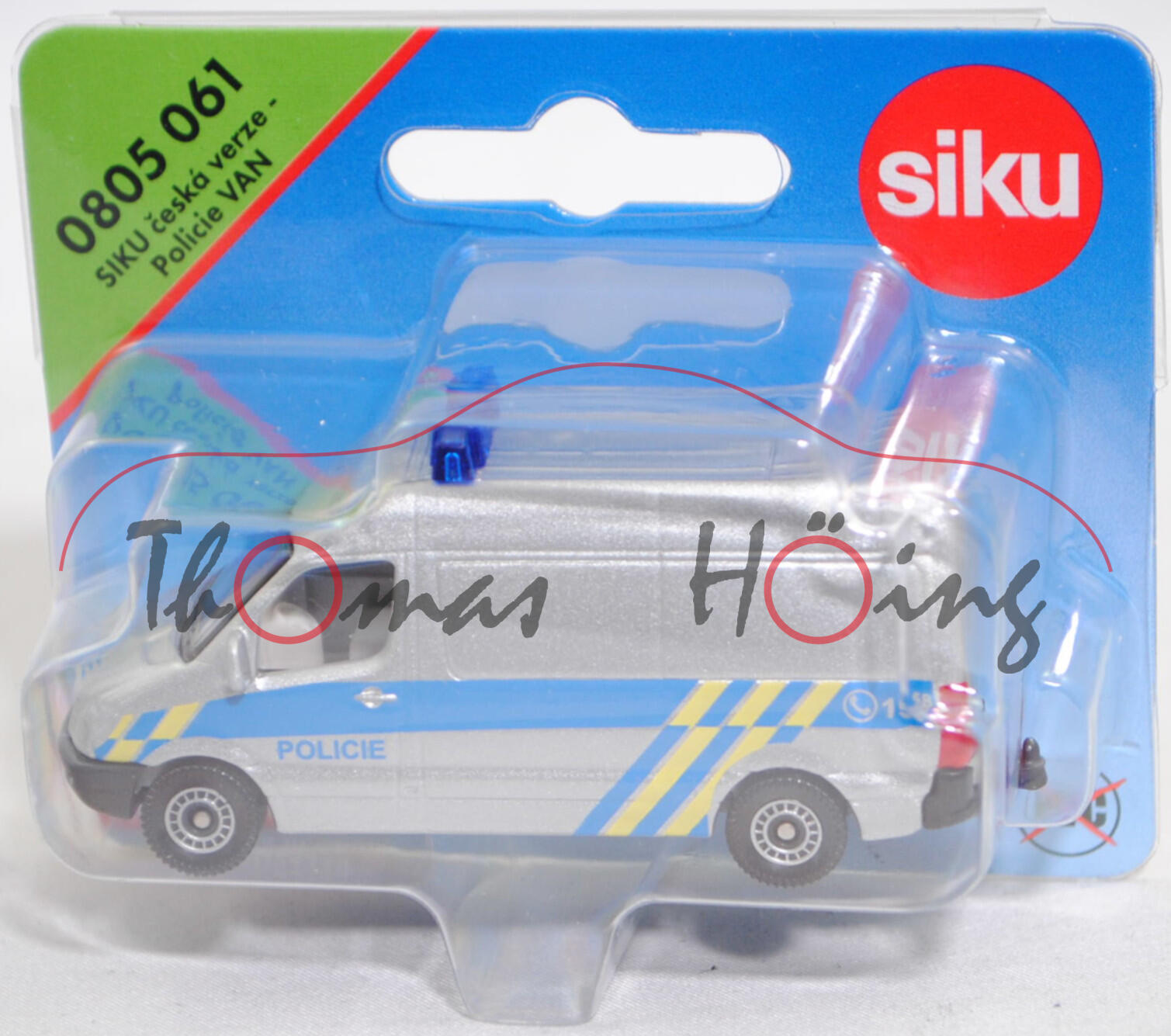 06100 CZ Mercedes-Benz Sprinter II (W 906, Modell 2006-2009) Ceská Policie Van, silbermetallic, C 158 / POLICIE, C80, SIKU, 1:77, P29e