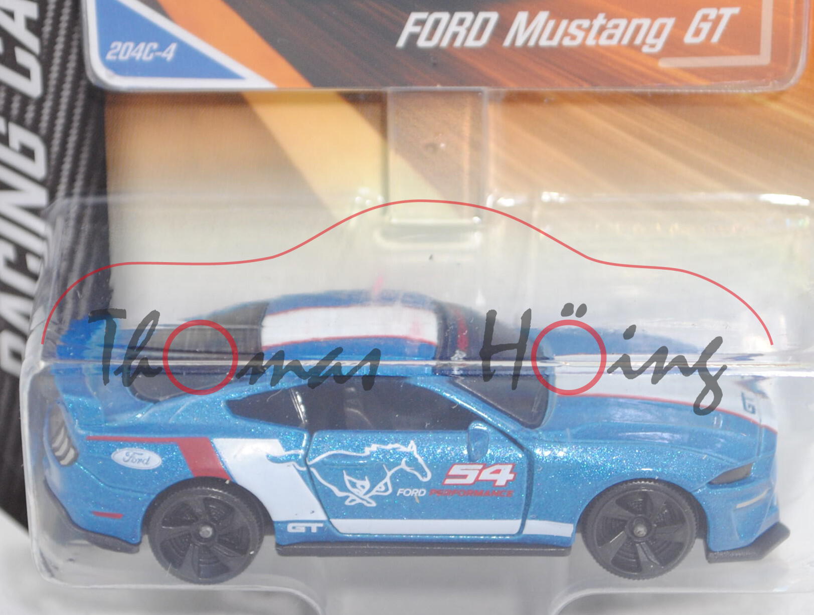 Ford Mustang 5.0 Ti-VCT V8 GT (Mod. 2017-), capriblaumetallic, Nr. 204C-4, majorette, 1:64, Blister