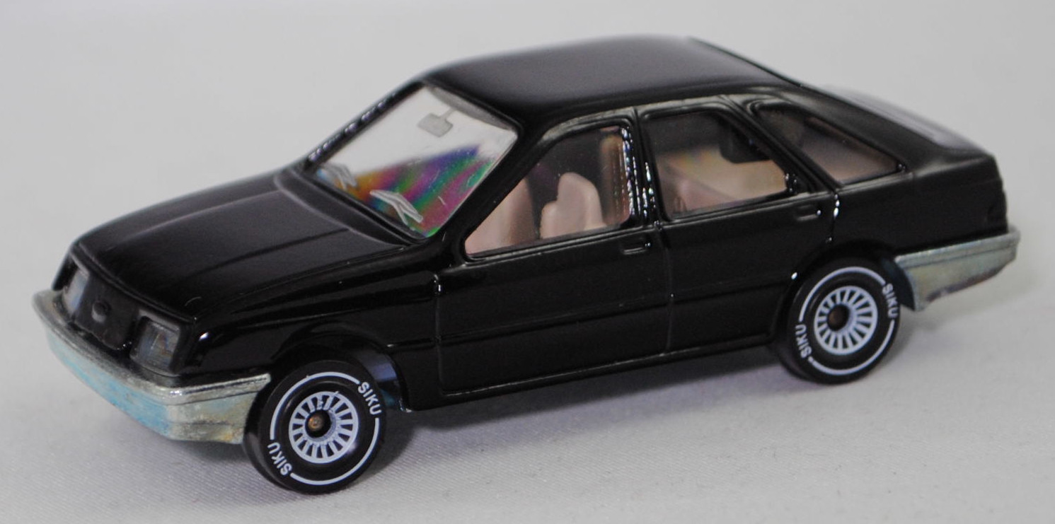 00003 Ford Sierra 2.3 Ghia (1. Generation, Typ Sierra '82 oder Mk1, GBC, Vorfacelift, Modell 1982-1984), schwarz, innen hell-beige, mit CE-Zeichen, SIKU SUPER, 1:55, m