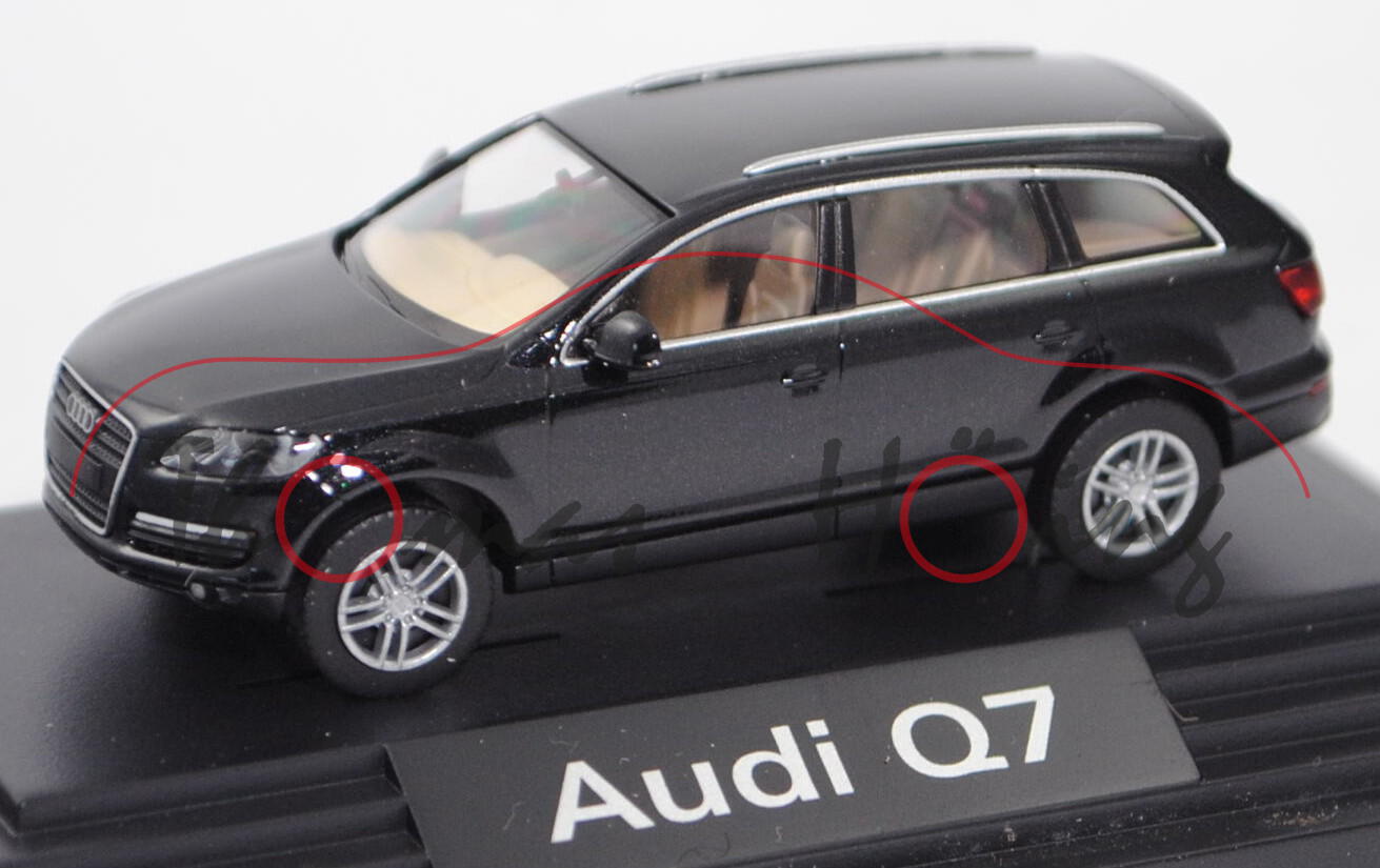 Audi Q7 4.2 FSI quattro (Typ 4L, Modell 2005-2009), phantomschwarz perleffekt, Wiking, 1:87, PC-Box