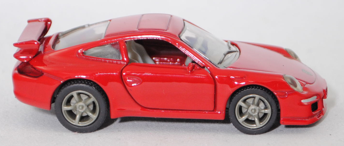 00000 Porsche 911 Carrera S (Typ 997.1 Coupé / 997 MK1 Coupé, Vorfacelift, Modell 2004-2008), dunkel-verkehrsrot, B22a / B22b offen silbergrau, SIKU SUPER, 1:55, m