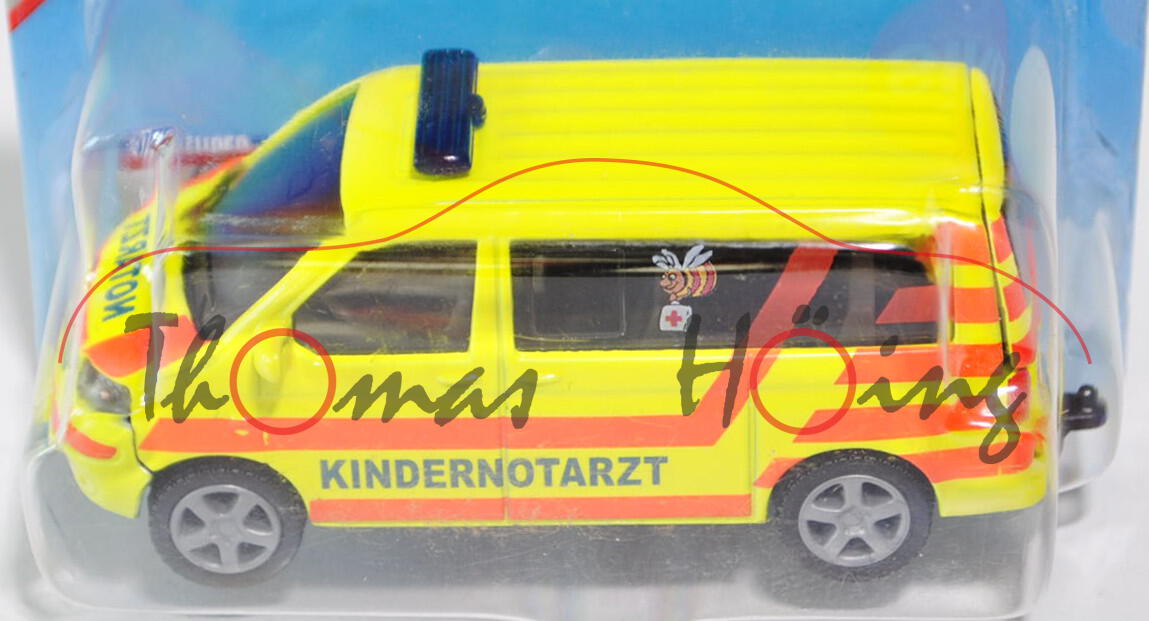 00000 VW T5 Multivan (Mod. 03-09) Kinder-Notarztwagen, gelb, KINDERNOTARZT auch hinten, P29a